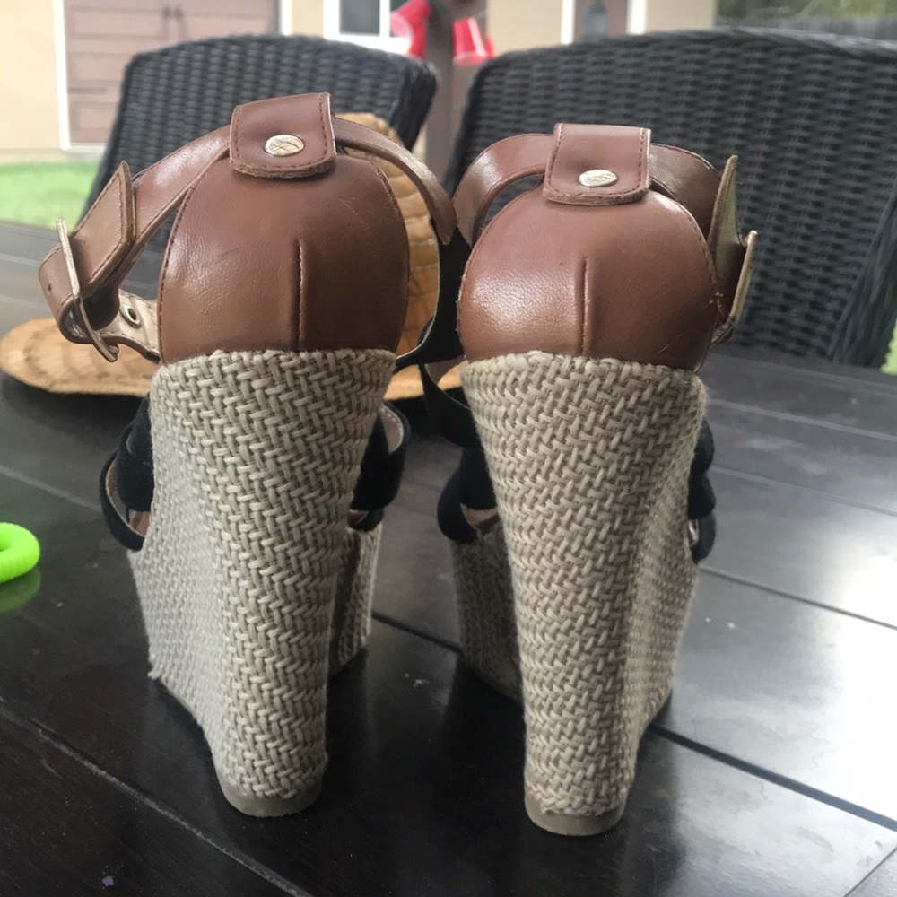 Black Strappy Wedges - Picture 6 of 6